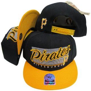 Pittsburgh Pirates Two Tone Plastic Snapback Adjustable Plastic Snap Back Hat / Cap  Sports Fan Baseball Caps  Sports & Outdoors