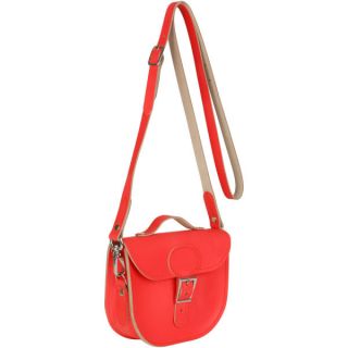 Brit Stitch Leather Half Pint Shoulder Bag   Poppy Red (Strap On Side)      Womens Accessories