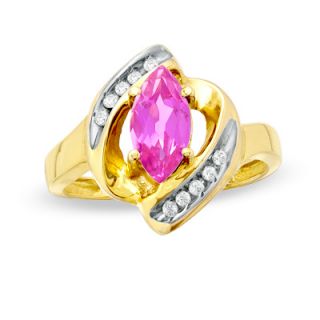 Marquise Pink Sapphire and Diamond Accent Ring in 10K Gold   Zales