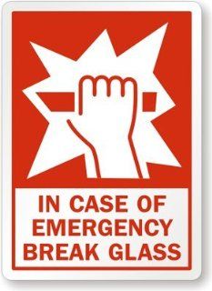 In Case Of Emergency Break Glass (With Graphic) Laminated Vinyl Label, 7" x 5" Patio, Lawn & Garden