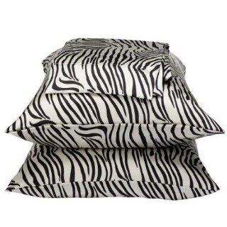   Black/White Charmeuse Satin Zebra Sheet Set   Cal.King   Pillowcase And Sheet Sets