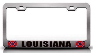 LOUISIANA Rebel Redneck Steel Metal License Plate Frame Ch # 91 Automotive