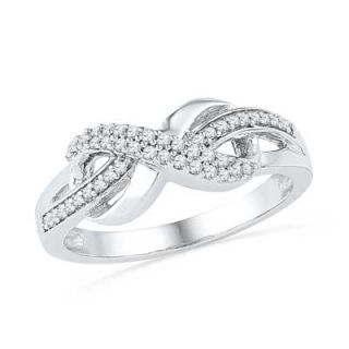 Lab Created White Sapphire and Diamond Accent Infinity Loop Ring in