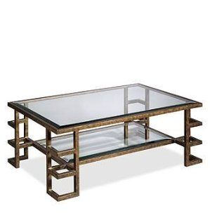 PC7719   Hand Wrought Iron Coffee Table with Glass Top  