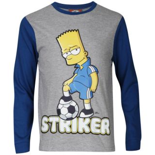 The Simpsons Boys Striker Pyjama Set   Grey Marl/Blue      Clothing