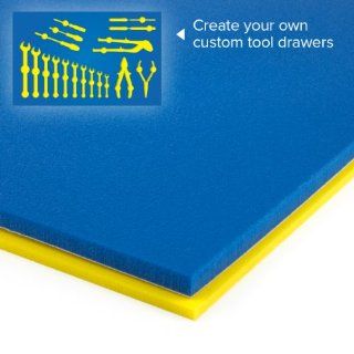 U cut Custom Foam Organizers for Toolbox Drawers (16"x22")  Blue / Yellow    