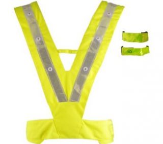 SAFETYBRIGHT Safety Vest and Arm Band Combo Pack Running Apparel,Yellow Clothing