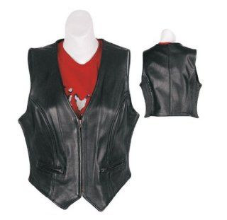 Redline Women's Motorcycle Leather Vest. Fully Lined. Stretchable Full Waist Side Gussets. L EV200 Automotive