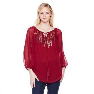 DG2 Sequin Waterfall Chiffon Blouse