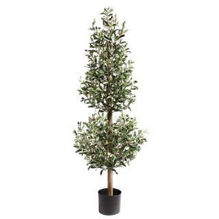 4' Potted Artificial 2 Tier Olive Topiary Tree  