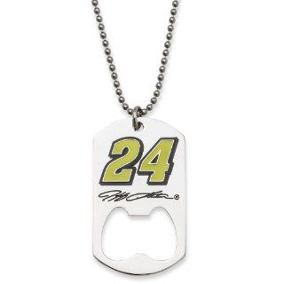#24 Jeff Gordon Stainless Steel Signature Bottle Opener Dog Tag Pendant w/ Ball Chain Jewelry