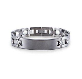 Mens Titanium X Links Modern Engraveable ID Bracelet Jewelry