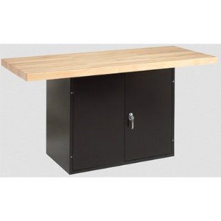 Diversified Woodcrafts WBD2BL 2V Black 2 Station Workbench with 2 Vises, Maple Top, 64" Width x 33 1/4" Height x 28" Depth Science Lab Benches