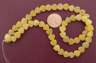 8mm Flat Heart Gemstone Yellow Jade Beads  