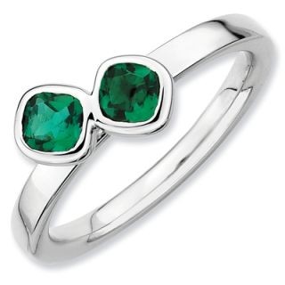 emerald double square ring in sterling silver orig $ 59 00 50