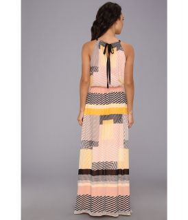 Vince Camuto Color Block Stripe Halter Maxi Dress Pendant