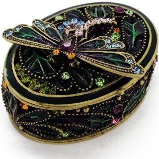 Dragonfly With Flower Vintage Style Trinket Box with Swarovski Crystal Jewelry Boxes Jewelry
