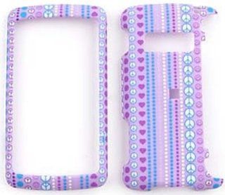 LG ENV 3 / ENV3 vx9200 Peace Signs, Hearts and Dots on Purple Hard Case/Cover/Faceplate/Snap On/Housing/Protector Cell Phones & Accessories