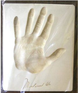 Muhammad Ali handprint real life full size. Ali personally impressed his hand into a soft clay tablet, then added his signature to the casting beneath his handprint Sports & Outdoors