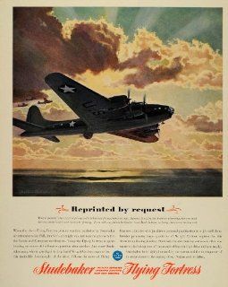 1943 Ad Studebaker Flying Fortress World War II Aircraft Art Frederic Tellander   Original Print Ad  