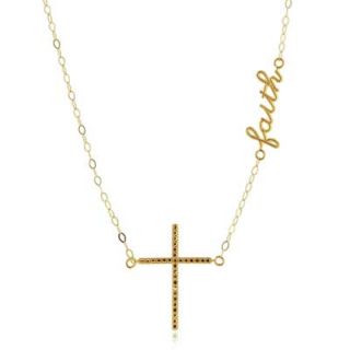 Cross with Sideways FAITH Necklace in 10K Gold   17   Zales