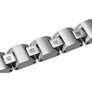 Mens 1/10 CT. T.W. Diamond Link Bracelet in Stainless Steel   8.5