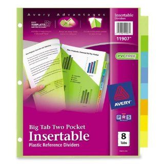 Avery Big Tab Two Pocket Insertable Plastic Dividers, 8 Tabs, 1 Set (11907)  Binder Index Dividers 