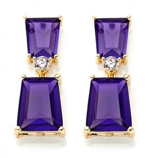 RFM by Roberto "Appuntamento" Amethyst Color Stone and CZ Goldtone Drop Earring