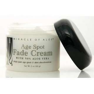 Miracle of Aloe Age Spot Fade Cream 2 Oz. Helps Fade Age Spots and Skin Blemishes. Rich Skin Supplement Blended with 50% Pure Aloe Vera Gel. Helps Reduce Unsightly Age Spots and Skin Blemishes. Fast Active Ingredients Allow for Cream to Deliver Visible Res