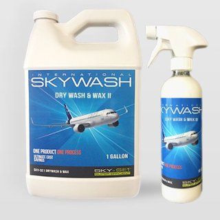 SKYWASH SKY SE1 Drywash & Wax Polymer based is a waterless wash and wax aircraft exterior cleaning product. The one step process leaves a clean and high gloss surface. Protects long term against harsh environment, UV rays, oxidation and protects from c