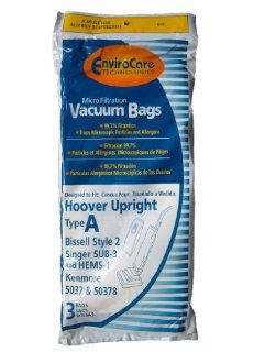 Hoover Type A Vacuum Bags, 3 Pack, Also fits Bissell Style 2 and Singer SUB 3   Household Vacuum Bags Upright