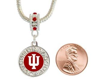 Indiana University Charm with Connector Will Fit Pandora, Troll, Biagi and More. Can Also Be Worn As a Pendant.  Sports Fan Necklaces  Sports & Outdoors