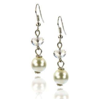 Wedding Bridal Cream Pearl Crystal Earrings Fashion Jewelry Drop Earrings Jewelry