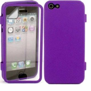 Front And Back Gel Case Cover Skin And LCD Screen Protector For Apple iPhone 5 / Purple Cell Phones & Accessories
