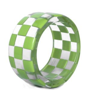 Anna Lou of London Checkerboard Bangle   Lime Green      Womens Accessories