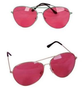 Pink Wrap Around Aviator Tinted Glasses at  Mens Clothing store Sunglasses