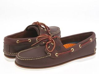 Timberland Classic 2 Eye Boat Shoe Mens Lace Up Moc Toe Shoes (Brown)