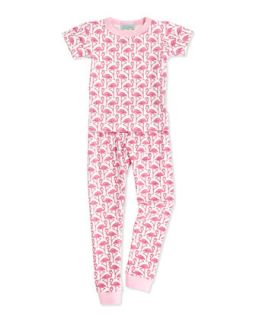 Pink Flamingos Short Sleeve PJ Set, 2T 8   Bedhead