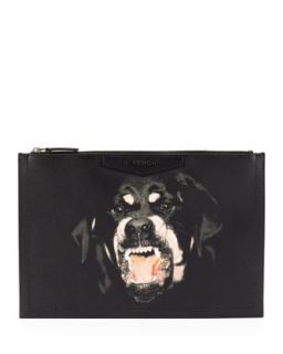 Antigona Rottweiler Print Coated Canvas Zip Pouch   Givenchy