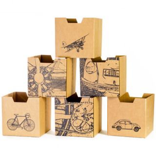 Sprout City Print Cardboard Cubby Bin (Set of 6) BIN6CB001 CITY