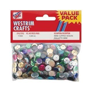 Westrim Value Pack Assorted Color Cupped Sequins, 8mm (.32") Approximately 1400 (.84 oz)   5 Packages