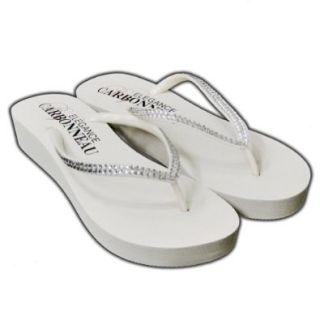 White Size 9   Low Heel   Sunshine Bridal Flip Flop Wedding Sandal with Crystals Shoes