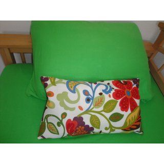 Flora Bunga Collection   Richloom Designer 12"x20" Lumbar Boutique Throw Outdoor Pillow Covers   Floral, Flowers and Stripes   Red, White, Green, Brown, Orange, and Blue Hues   1 Pillow Cover  Patio Furniture Pillows  Patio, Lawn & Garden
