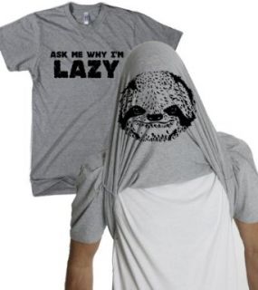 Ask Me Why I'm Lazy T Shirt Funny Flipup Sloth Shirts at  Mens Clothing store Fashion T Shirts