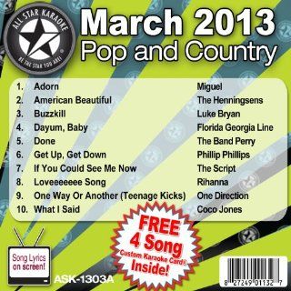All Star Karaoke March 2013 Pop and Country Hits A (ASK 1303A) Music