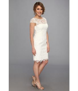 Adrianna Papell Cutaway Lace Dress Ivory