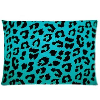 Turquoise Leopard Pattern Pillowcase Standard Size 20x30 inch Print on both sides   Turquoise Body Pillows Covers