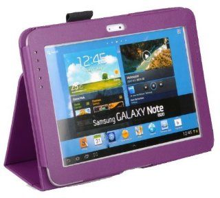 Purple Samsung Galaxy Note 10.1 'Executive Plus' Faux Leather Case with Screen Protector and Stylus Pen Holder (Fits both Tablet Versions Note 10.1 N8000/N8010)  Players & Accessories