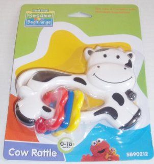 Sesame Street Beginnings BPA Free Baby Cow Rattle  Baby Plush Toys  Baby