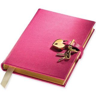 Genuine Leather Heart Lock Diary, Working Key and Lock, Pink, 8"   Childrens Diaries